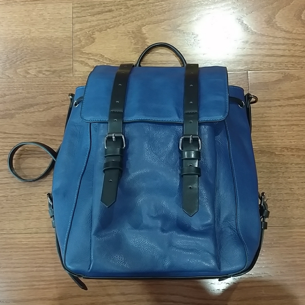 BCBGMaxazria navy blue genuine leather backpack